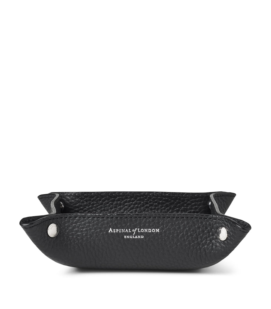 Aspinal Of London medium grained leather tidy tray 13cm x 13cm - British product