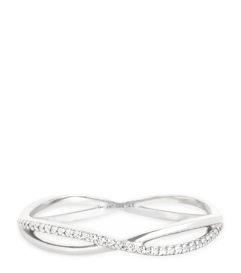 Astrid & Miyu infinite pavé ring in white gold with topaz - British product