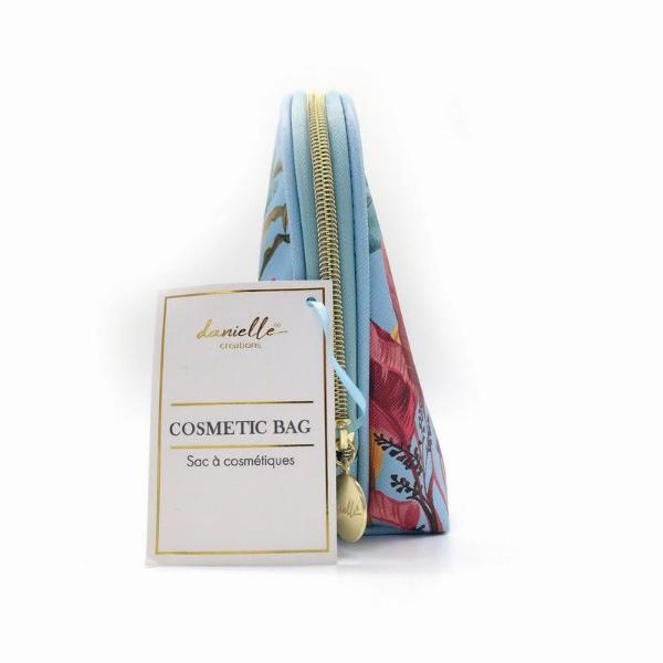 Danielle Creations blue palm botanical large oyster makeup bag, imported from the UK
