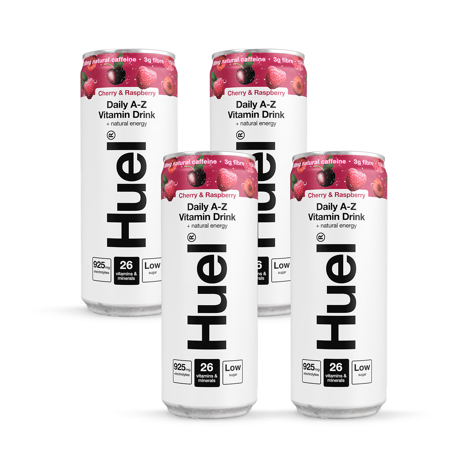 Huel Vitamin Energy Drink Cherry and Raspberry 330ml x4 pack, UK version