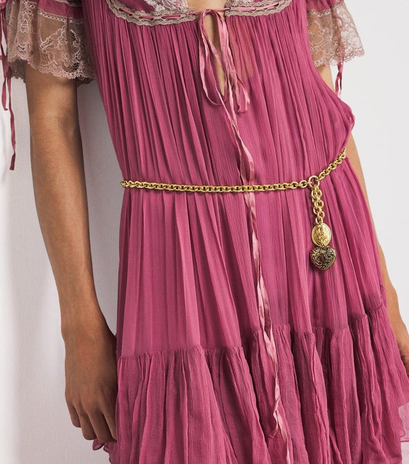 Chloé heart chain belt gold-tone faux pearl, imported from the UK
