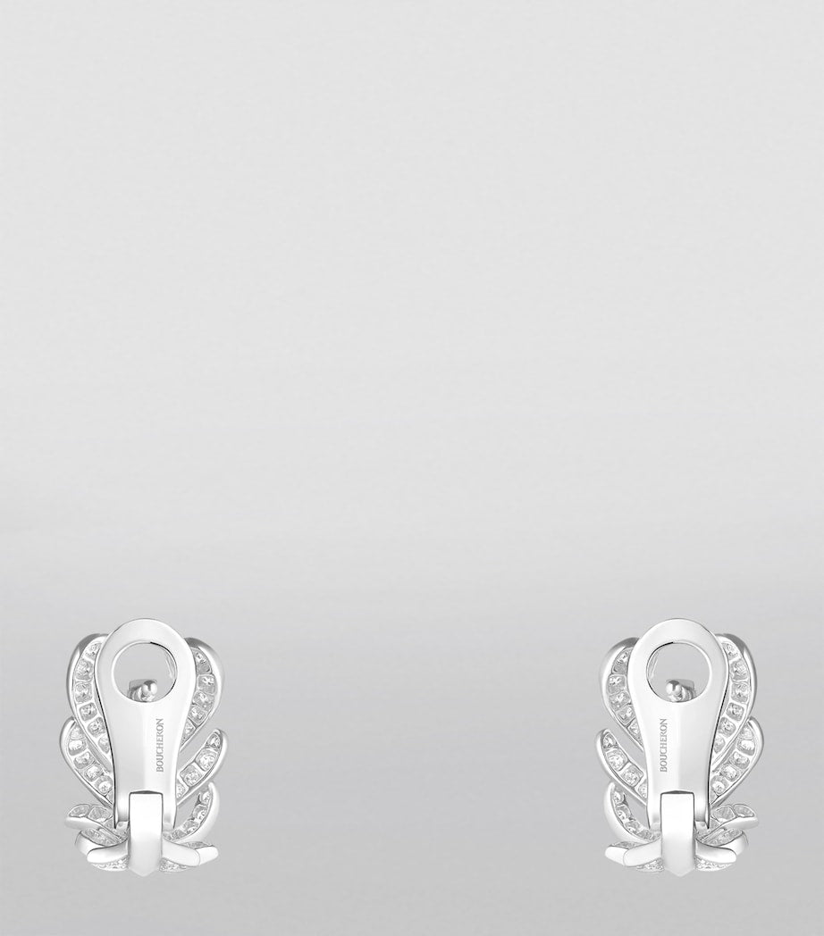 Boucheron Plume de Paon clip-on earrings in white gold with diamonds - British product