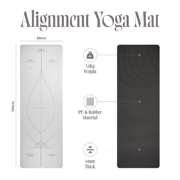 Myga XL Alignment grey yoga mat - British brand