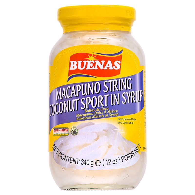 Buenas Macapuno Strings in Syrup, imported from the UK