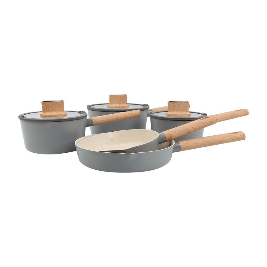 George Home Grey Simplicity 5-Piece Pan Set General Household ASDA   