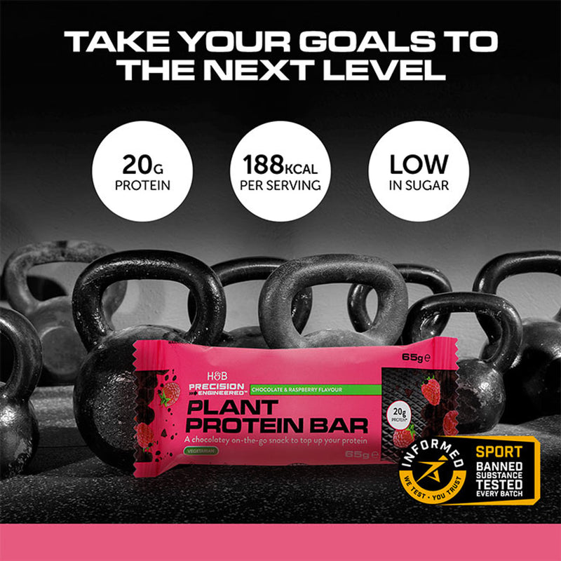 Precision Engineered dark chocolate raspberry protein bar 65g, imported from the UK