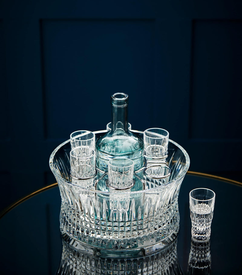Waterford Lismore Diamond vodka bowl and shot glass set (British brand)