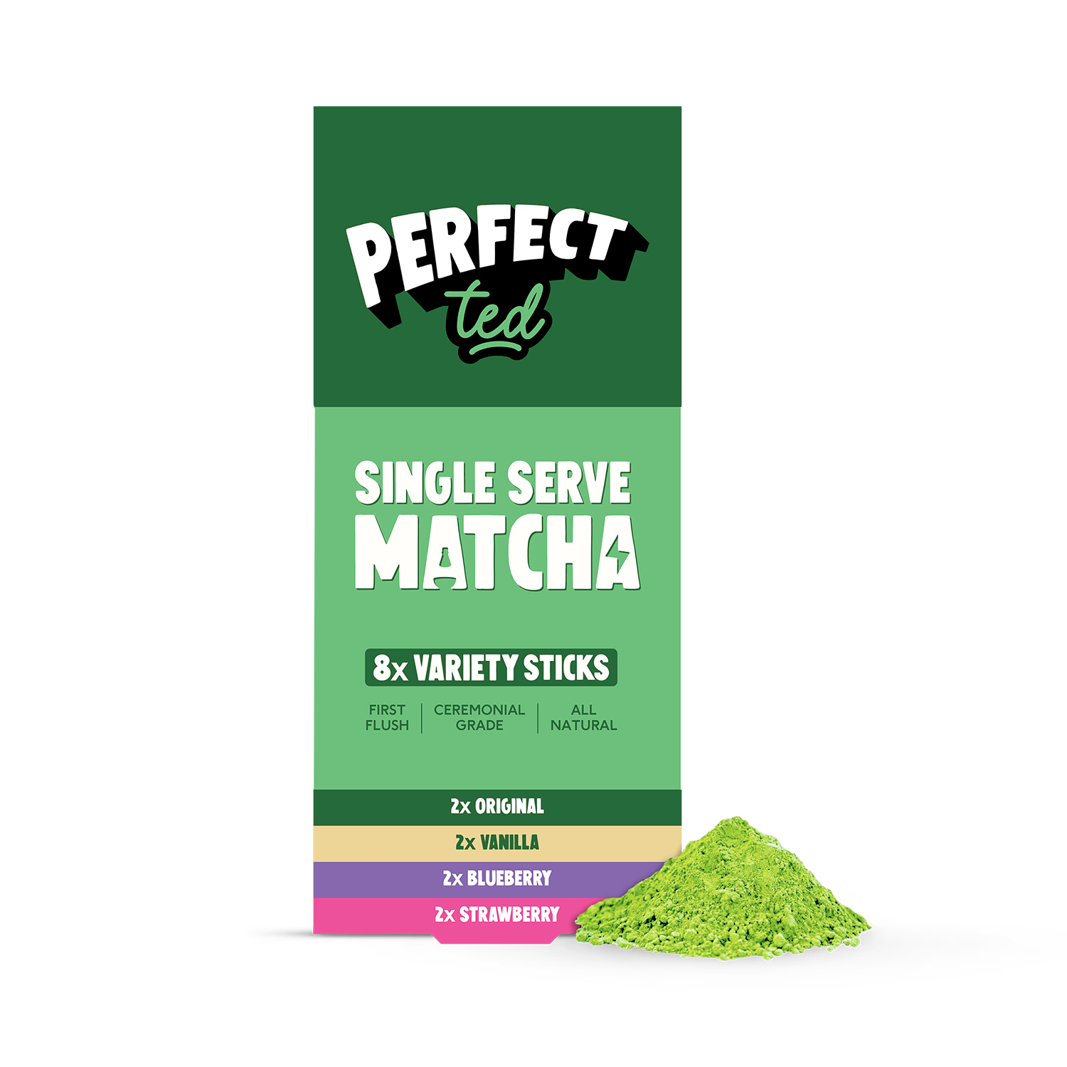PerfectTed matcha variety pack 8 sachets, UK version