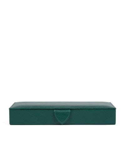 Harrods Smythson Leather Panama Cufflink Box- Buy online at McGrocer