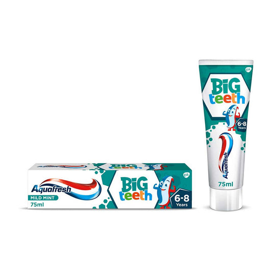 Aquafresh Kids Fluoride Toothpaste, Big Teeth Toothpaste, For Ages 6-8, 75ml Suncare & Travel Boots   