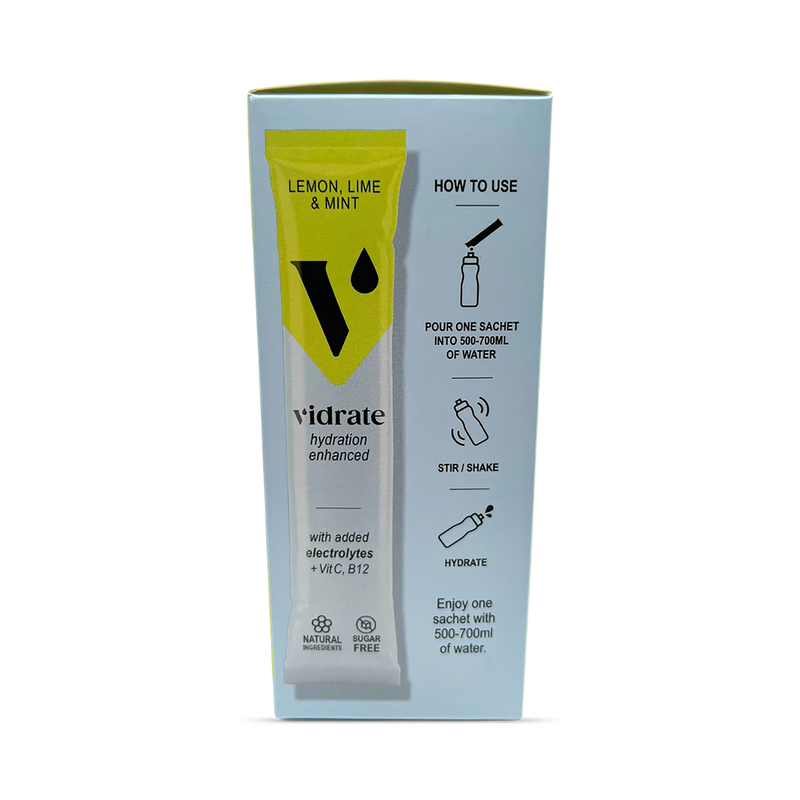 Vidrate Lemon Lime & Mint hydration sachets 12 pack (British brand)
