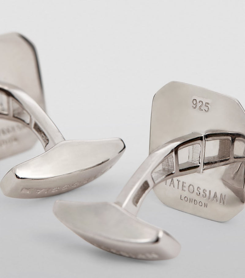 Tateossian sterling silver and lapis cufflinks, imported from the UK