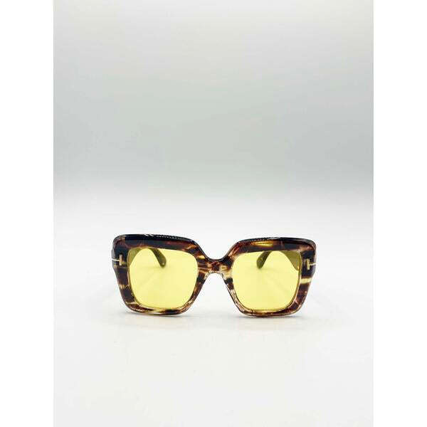 SVNX leopard yellow square sunglasses one size, UK version