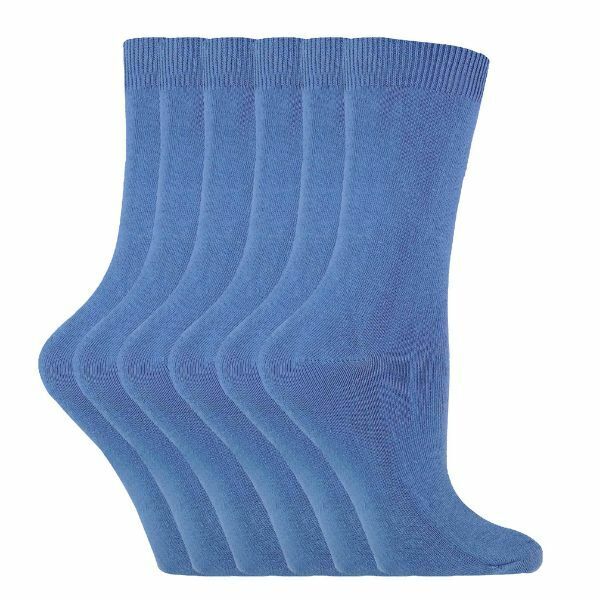 Sock Snob 6 Pairs Ladies Plain Coloured Cotton Socks 4-7 UK GOODS Superdrug PL30 Denim Blue  