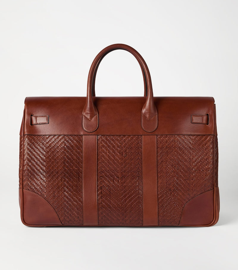 Brunello Cucinelli leather woven holdall - British product