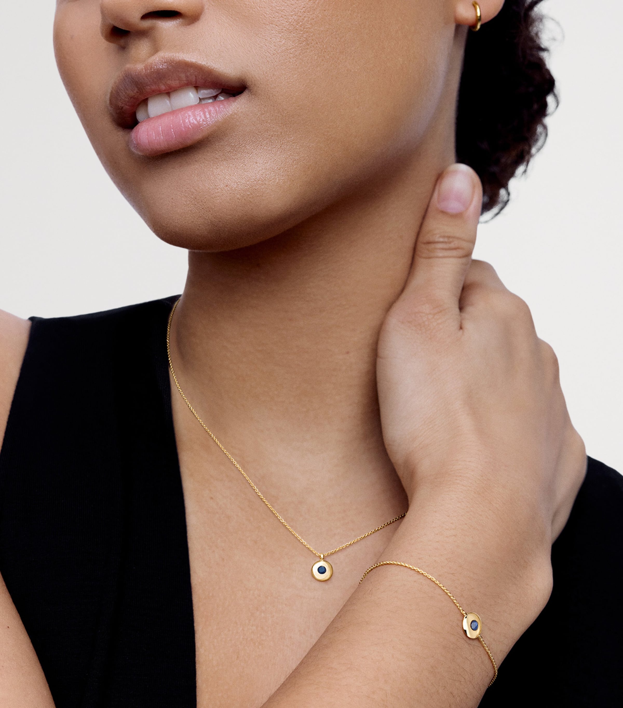 Monica Vinader gold vermeil sapphire birthstone necklace (British brand)