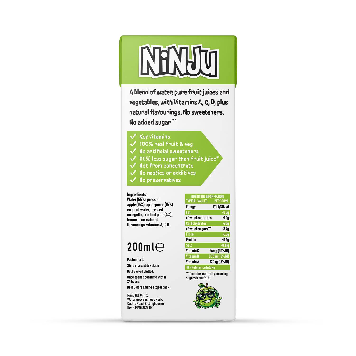 Ninju Apple Pear vitamin water 200ml kids drink - British product