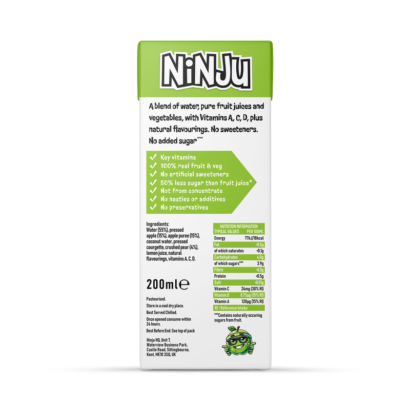 Ninju Apple Pear vitamin water 200ml kids drink - British product