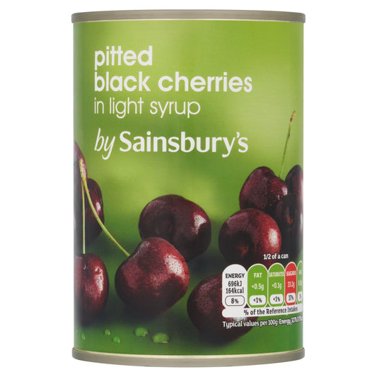 Sainsbury's Pitted Black Cherries in Light Syrup 425g