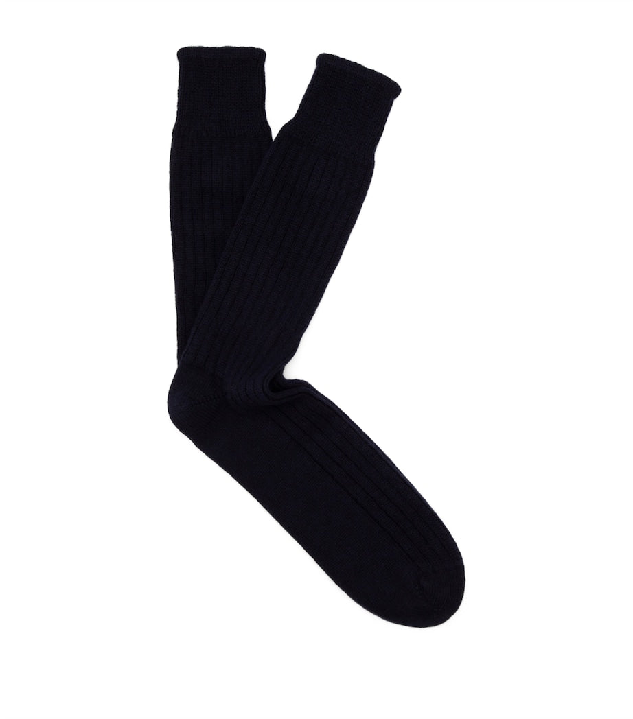 Dunhill cotton-cashmere ribbed socks, imported from the UK