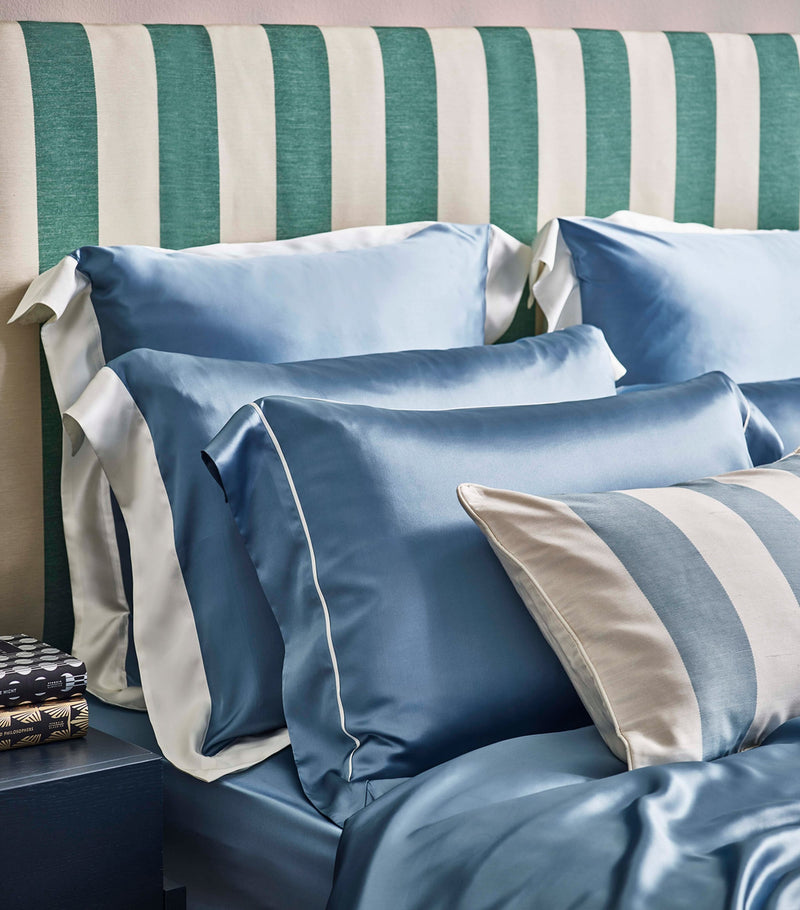 Gingerlily silk King fitted sheet Summerhill Blue 150cm x 200cm, UK version