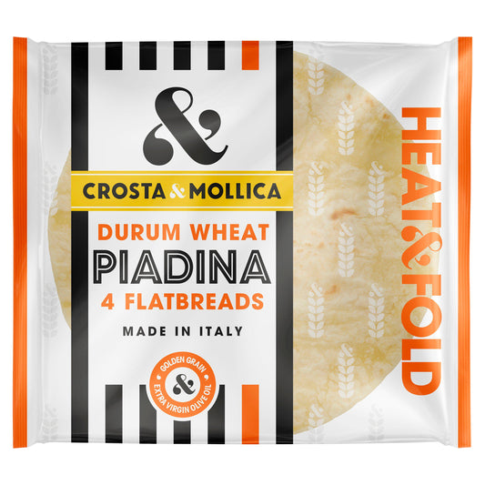 Crosta & Mollica Piadina Golden Durum Wheat Italian Flatbreads Wraps x4 300g GOODS Sainsburys   