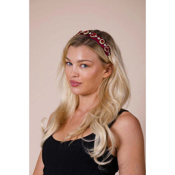SVNX heart embellished headband in red (British brand)