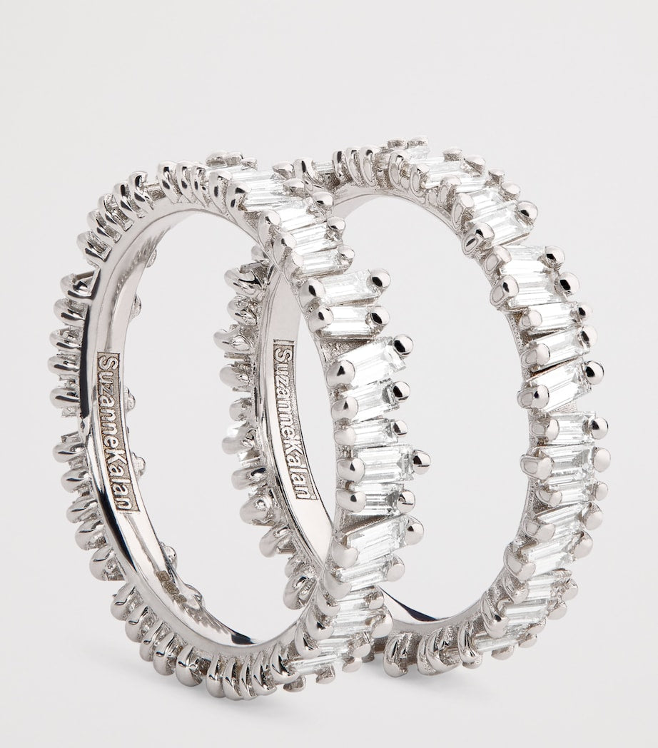 Suzanne Kalan white gold and classic diamond tech ring jackets, size 8.5 (British brand)