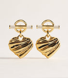 Chloé T-Bar Heart Drop Earrings in brass, UK version