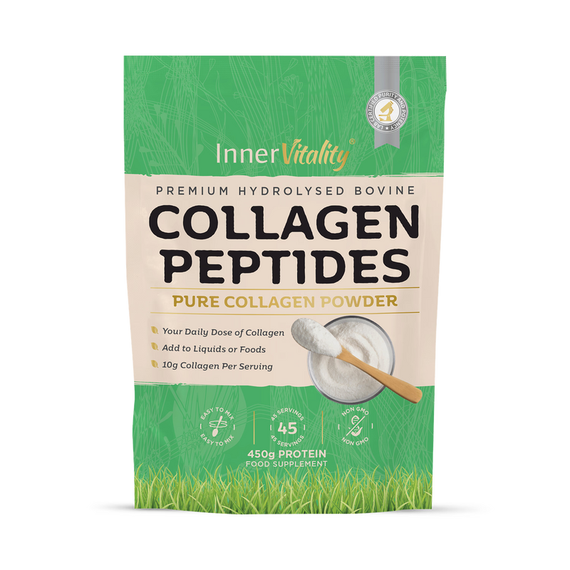 Inner Vitality hydrolysed bovine collagen peptides powder 450g, imported from the UK