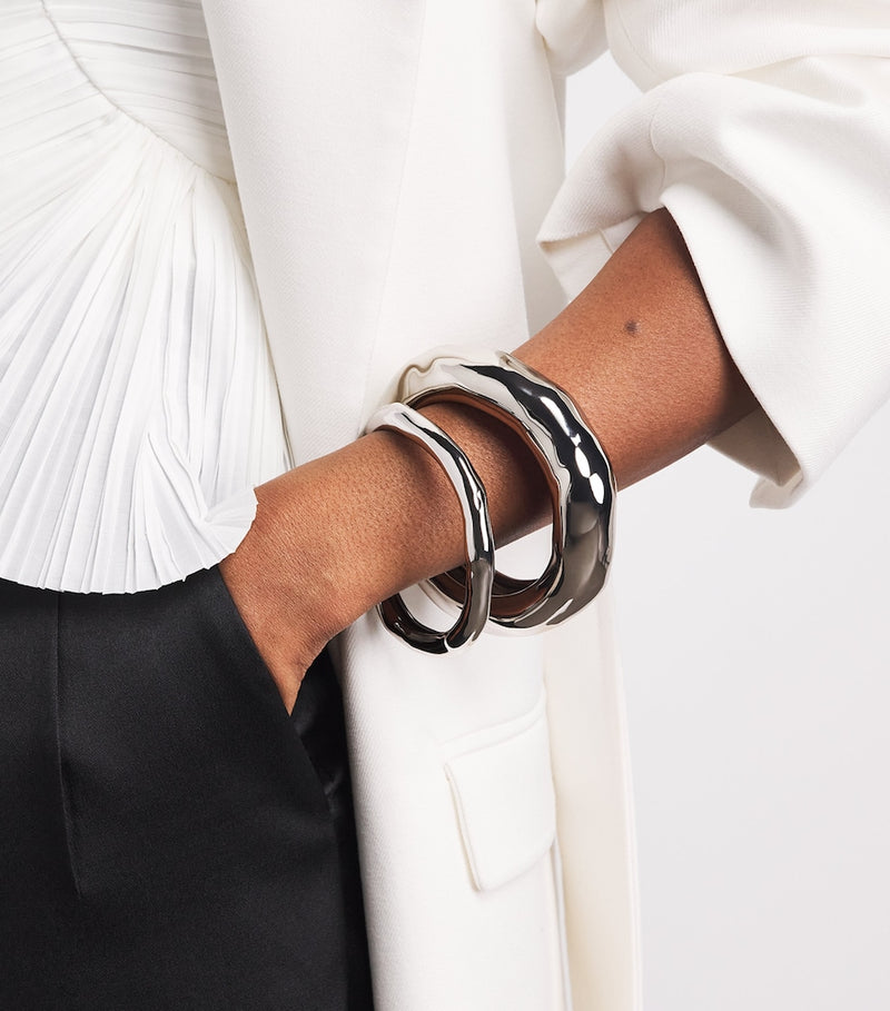 Alexis Bittar large rhodium-plated molten bangle, UK version