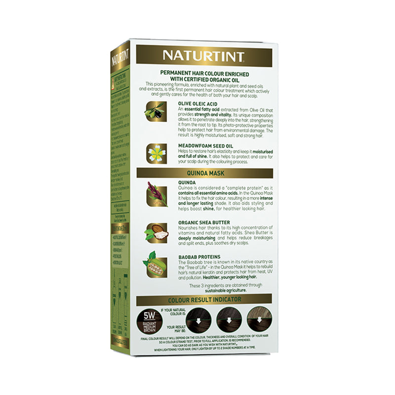 Naturtint hair colour 5W Radiant Medium Brown, imported from the UK