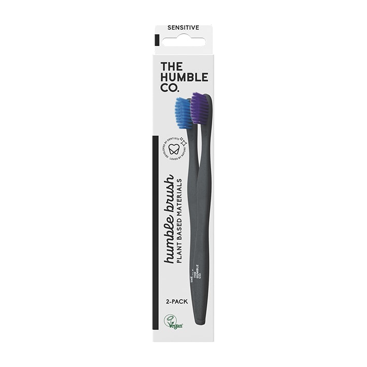 Humble Plant Based Sensitive Toothbrush - Pack of 2 (Blue/Purple or Black/White) Toothbrushes Holland&Barrett   