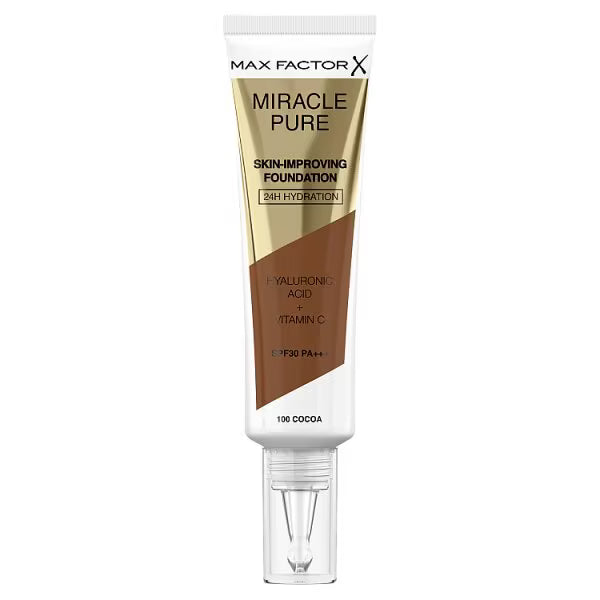 Max Factor Miracle Pure Foundation Cocoa 100, imported from the UK