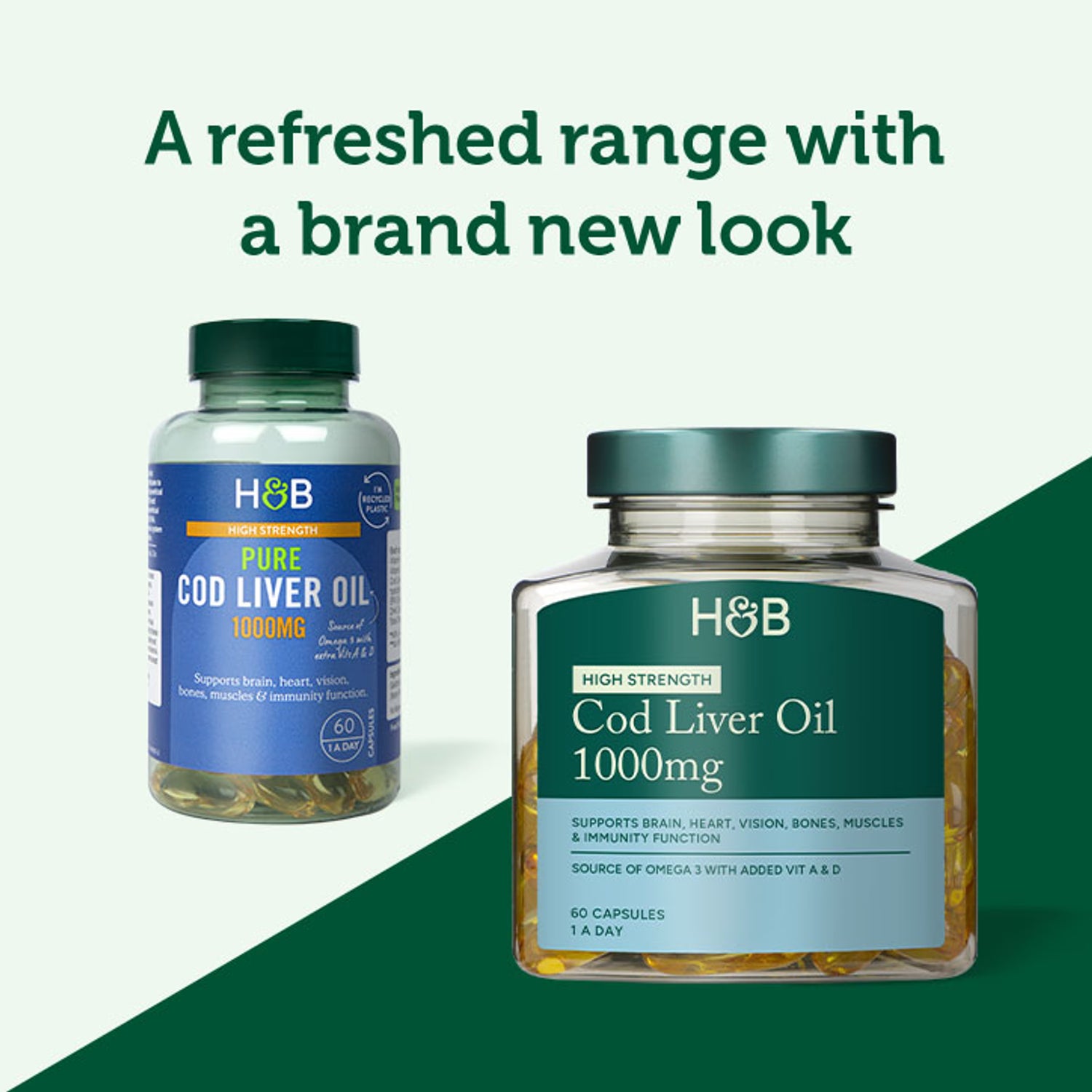 Holland & Barrett cod liver oil capsules 60 count, UK version