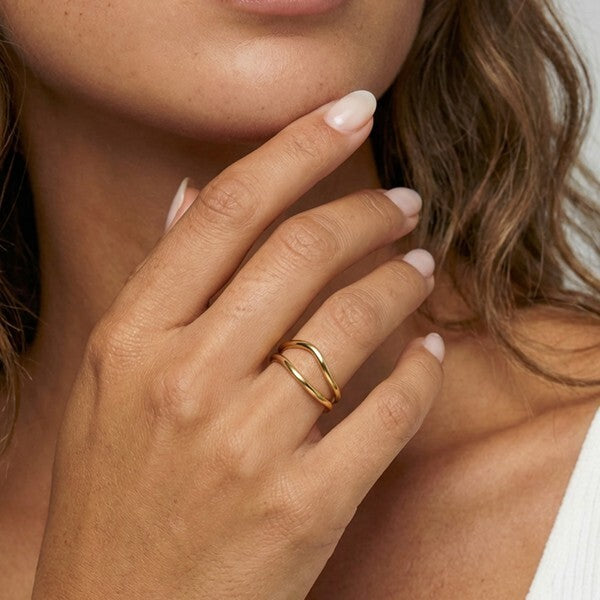 MUCHV gold adjustable wave ring, UK version
