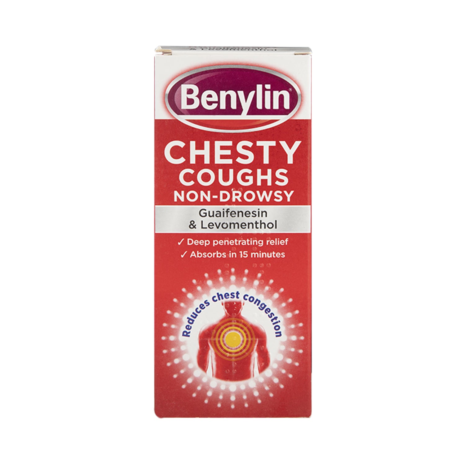 Benylin Chesty Coughs syrup non-drowsy 150ml, imported from the UK