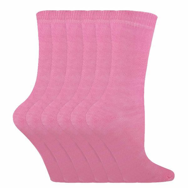 Sock Snob 6 Pk Childrens Solid Colour Cotton Socks 9-12 UK GOODS Superdrug Pink  