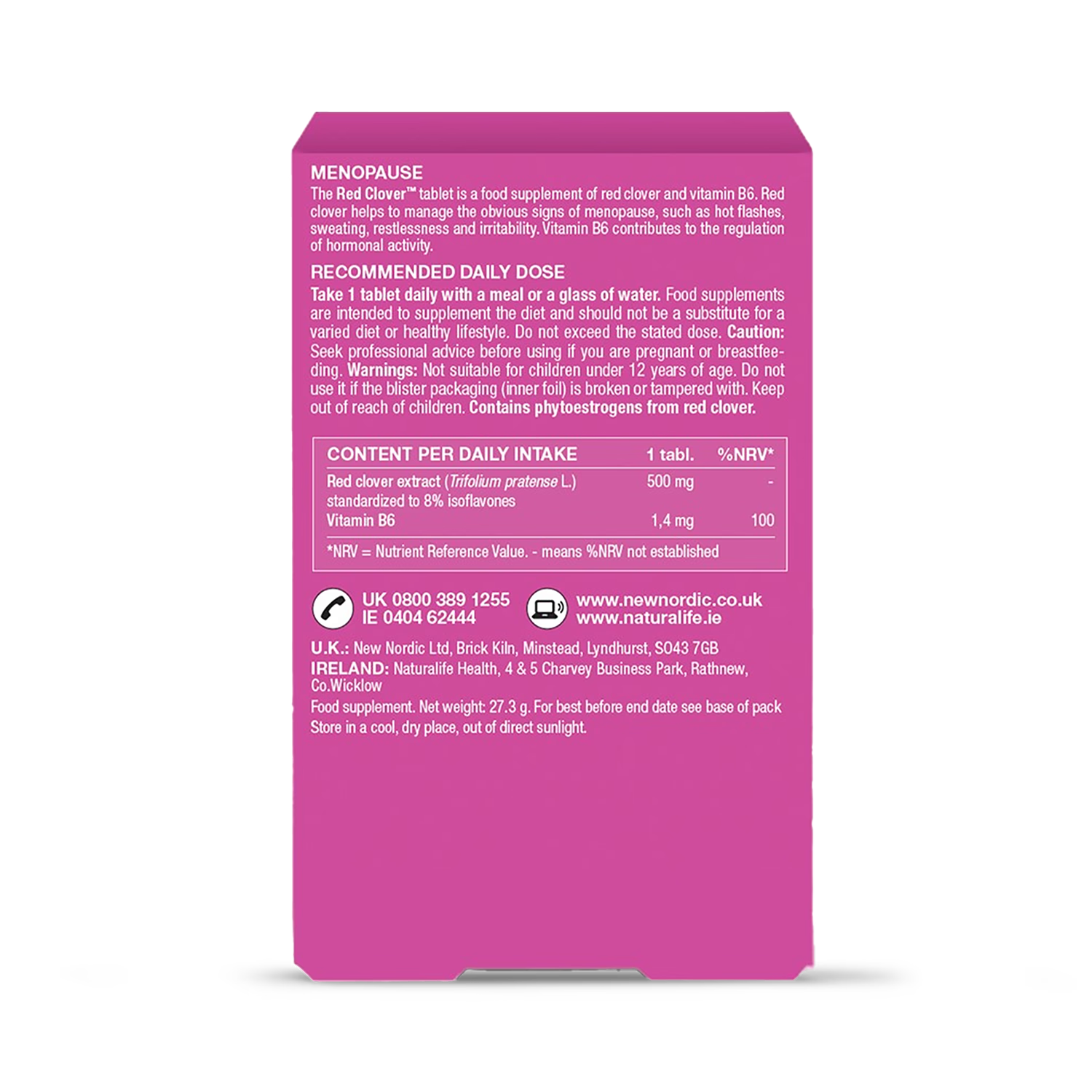 New Nordic Red Clover menopause supplement 30 tablets, UK version