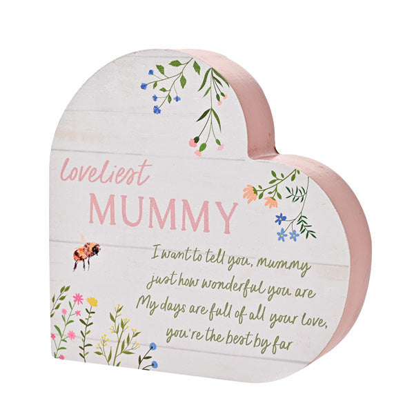 The Cottage Garden Floral Heart Mantel Plaque 'Mummy'