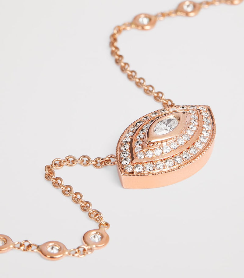 Jacquie Aiche rose gold diamond Evil Eye necklace, imported from the UK