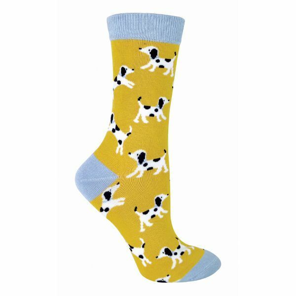 Miss Sparrow Ladies Dog Design Bamboo Socks 4-7 UK GOODS Superdrug Dalmatians (Yellow)  