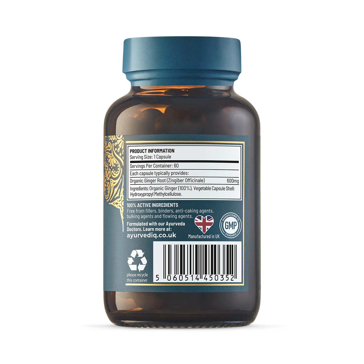 Ayurvediq organic ginger capsules 60 count (British brand)