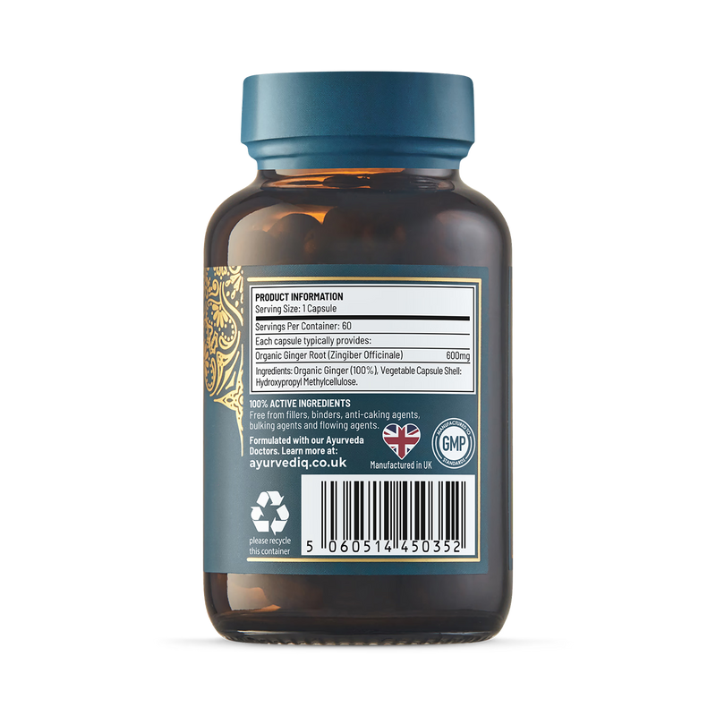 Ayurvediq organic ginger capsules 60 count (British brand)