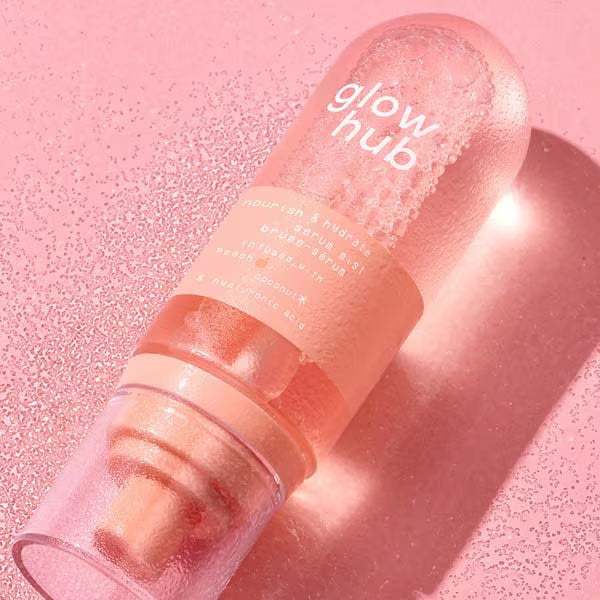 Glow Hub Nourish serum mist packaging design , UK version