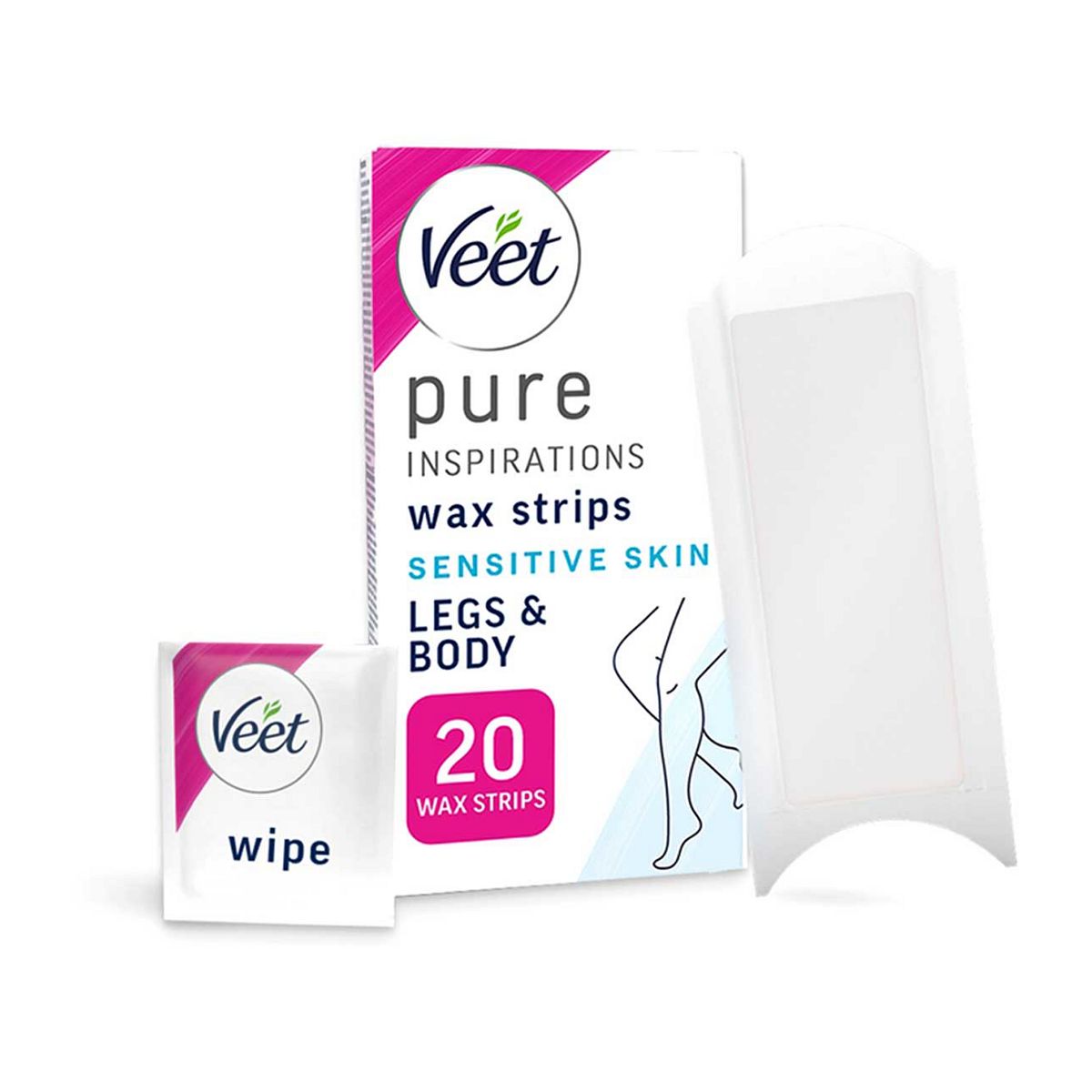 Veet Pure Cold Wax Strips Legs & Body For Sensitive Skin - 20s GOODS Boots   