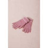 SVNX knitted gloves with plush detail in pink, UK version