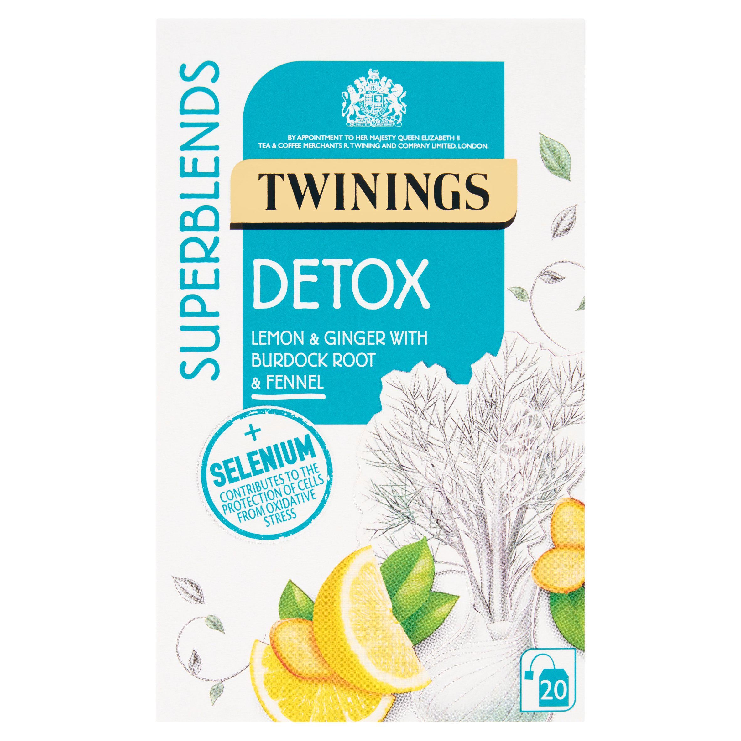 Twinings Superblends Detox with Lemon, Ginger & Fennel, 20 Tea Bags All tea Sainsburys   