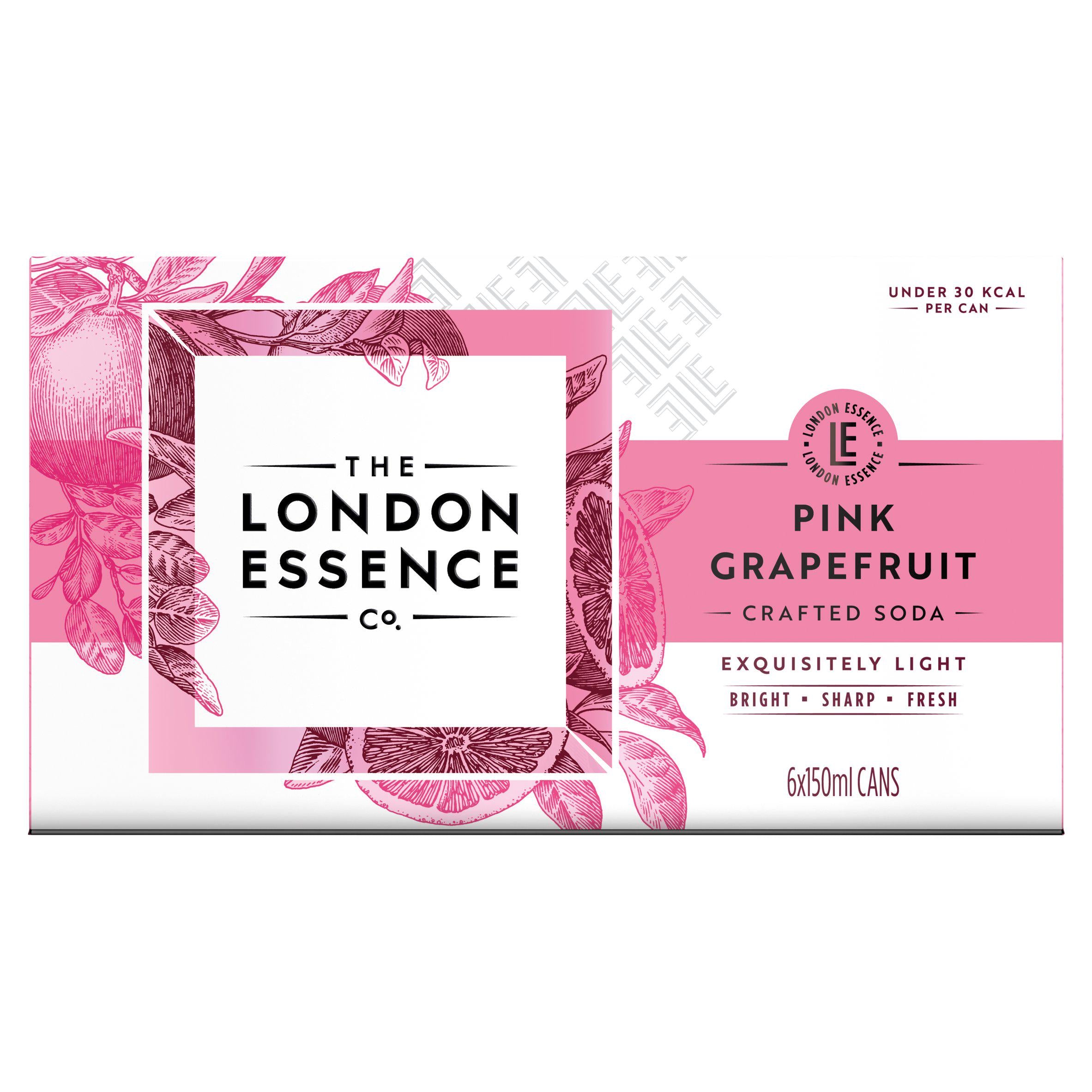 London Essence Pink Grapefruit Crafted Soda Cans 6x150ml GOODS Sainsburys   