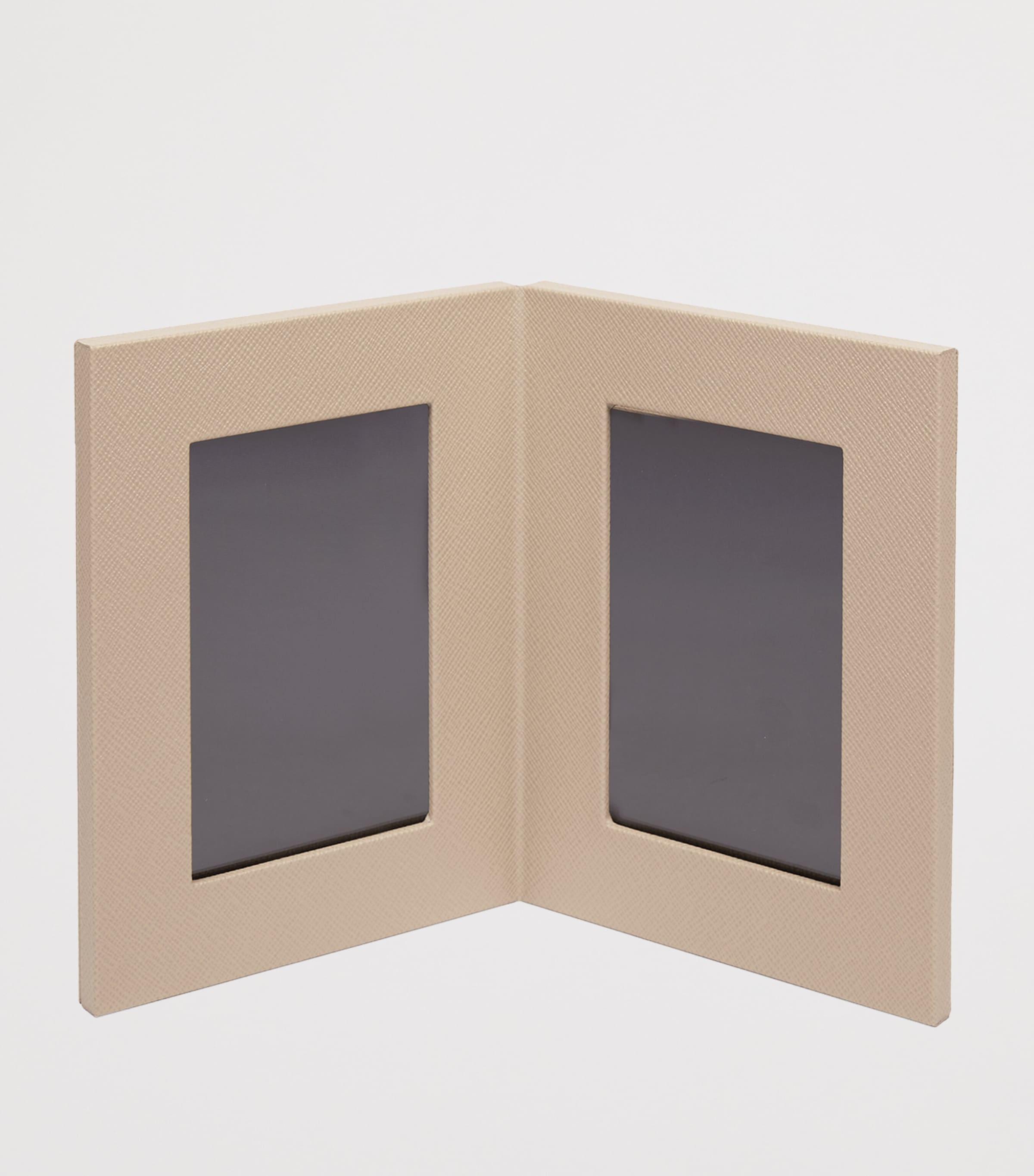Smythson calfskin Panama double photo frame 6 x 4 (British brand)